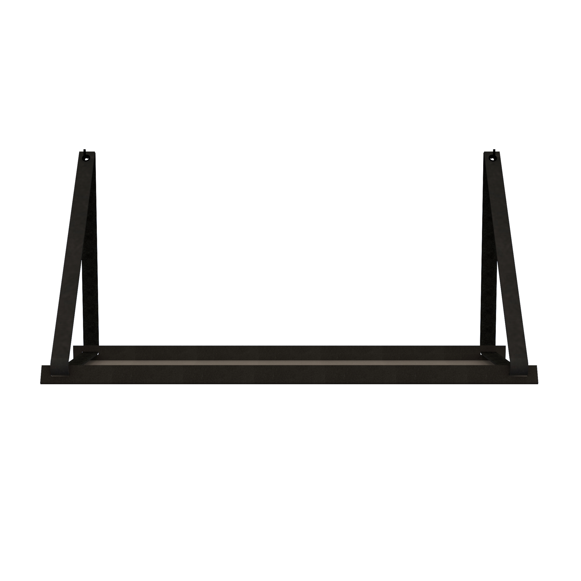 Stalen wandplank 98x20cm - incl. leren plankdragers Stalen wandplank met leren plankdragers - Vintage black