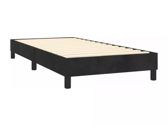 Sommier tapissier avec matelas et LED Noir 90x190 cm Velours