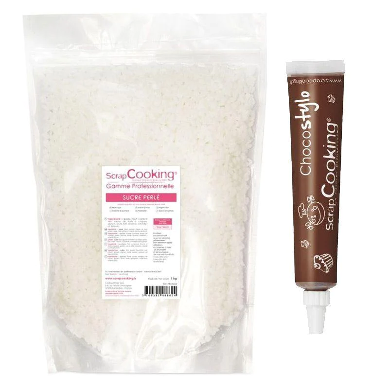 Sucre perlé 1 kg + 1 Stylo chocolat Scrapcooking