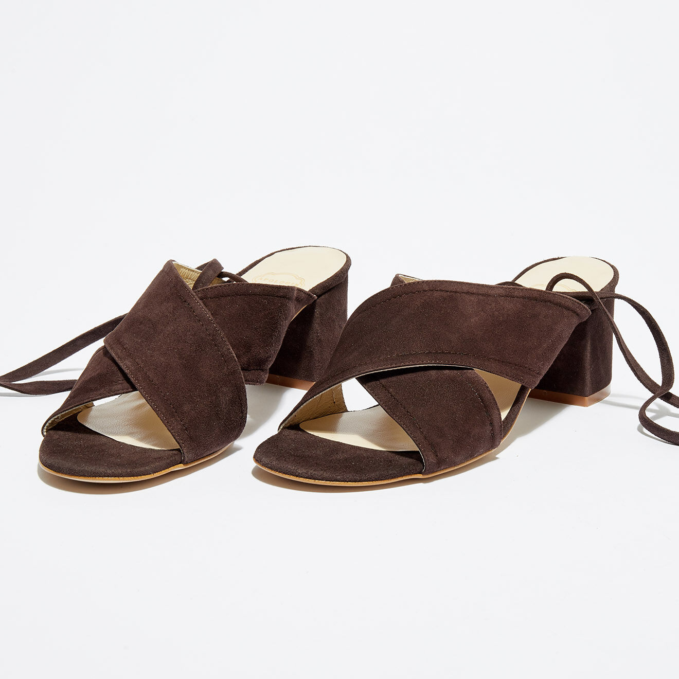 Apologie Mules en Velours de Cuir Ada marron foncé Talon 6 cm