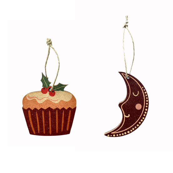 Suspension en bois DIY thème Noël gourmand 2 H.6,2 cm - x12
