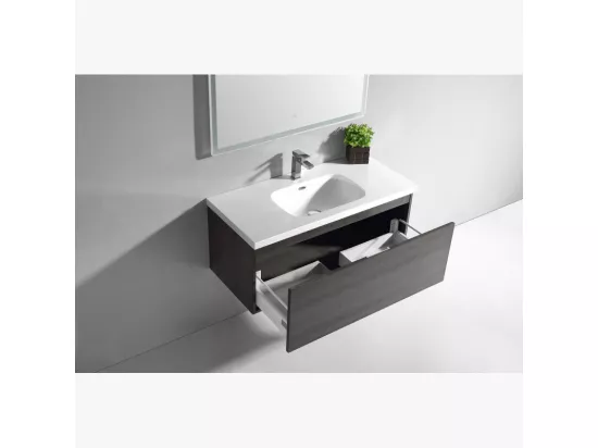 Ensemble de salle bain 120 cm pierre anthracite Aquaterra