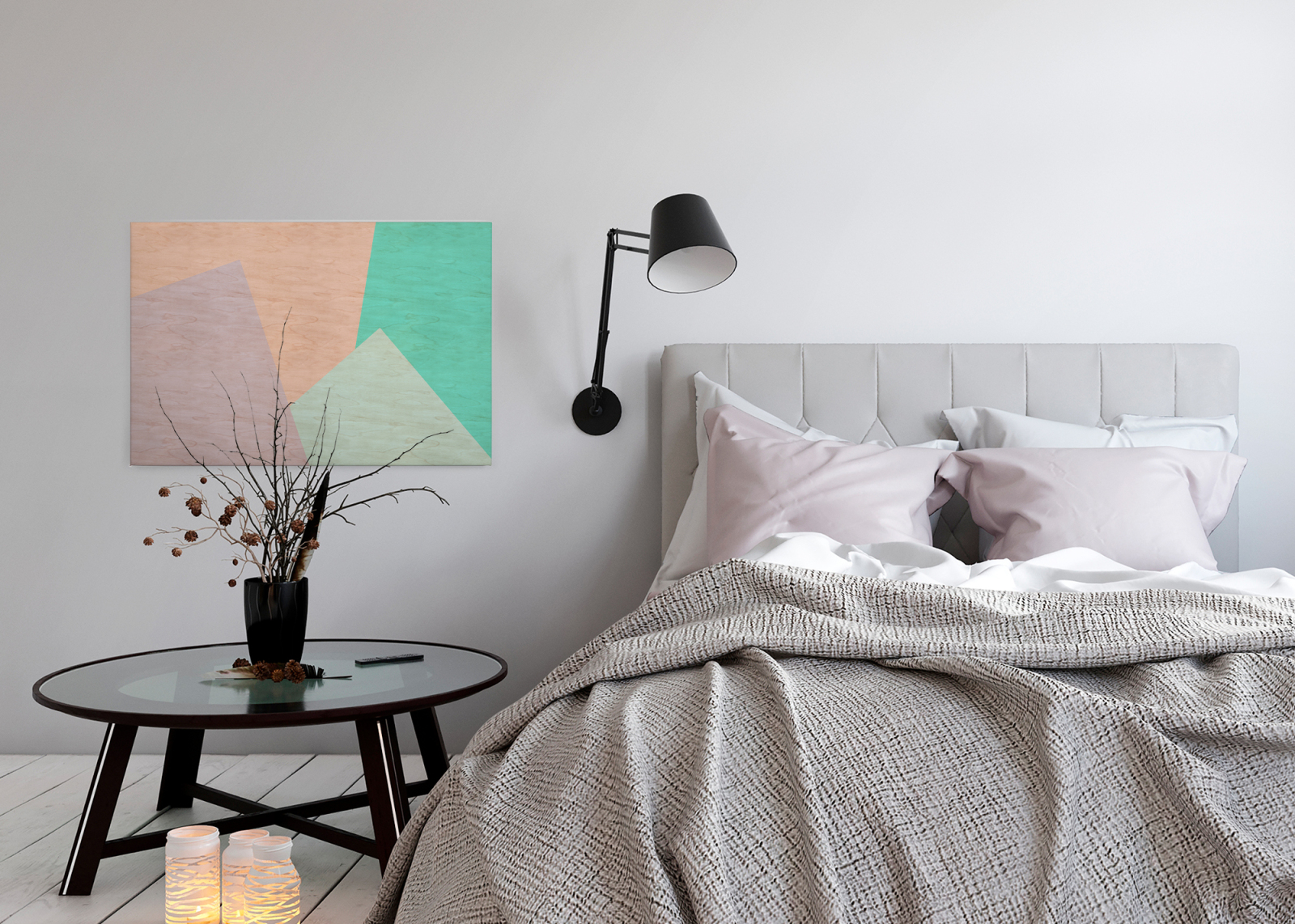 Leinwandbild GEOMETRISCHE MUSTER - bunt-grün - 90x60 cm