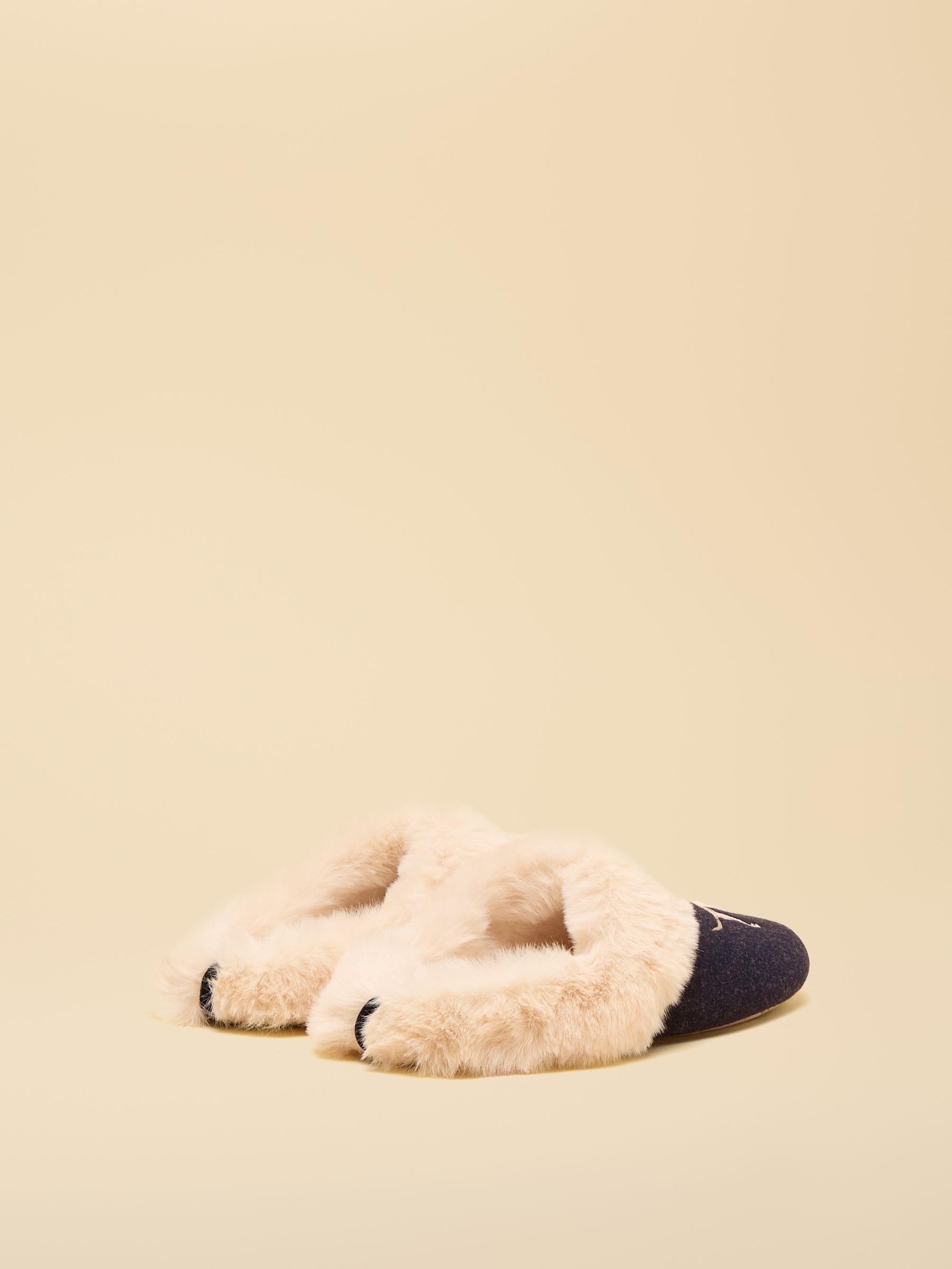 Marineblauw met hondenprint - Joules slippet luxe pantoffels
