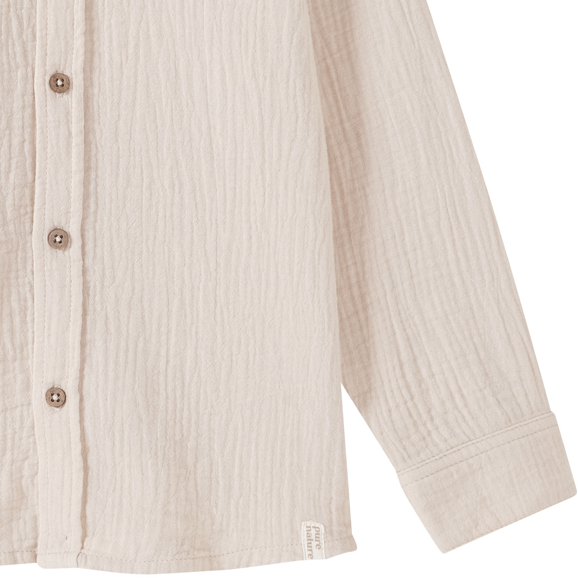 Topolino Pure Collection Jungen Musselin-Hemd mit Stehkragen hellbeige