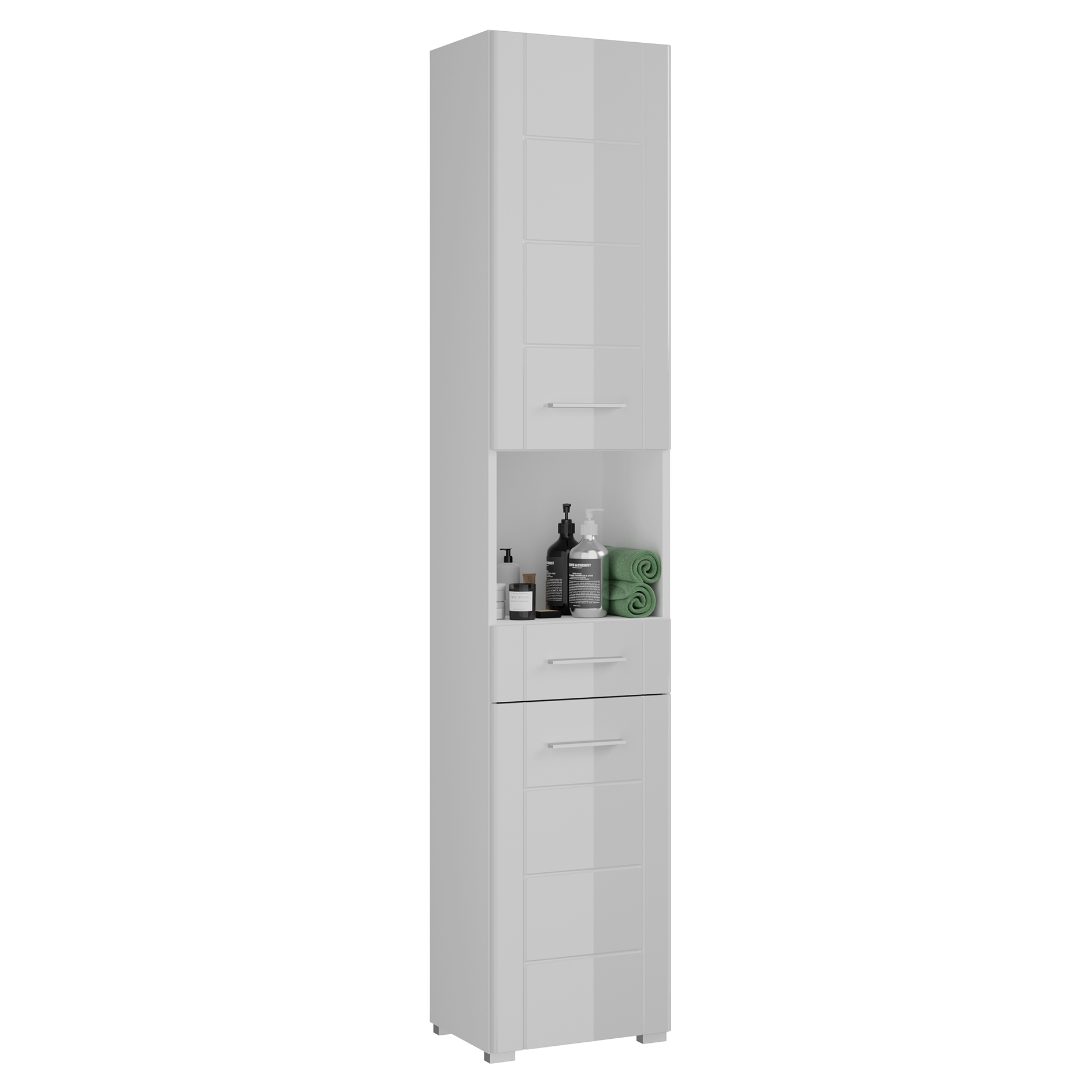 Hochschrank VENICE - weiß Hochglanz-weiß - 190 cm hoch