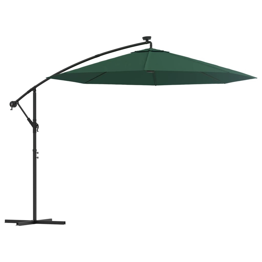 Parasol mobilier de jardin avec éclairage led 300 cm poteau en métal vert