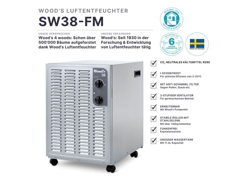 Wood's Entfeuchter SW38-FM (168 m²) Luftentfeuchter