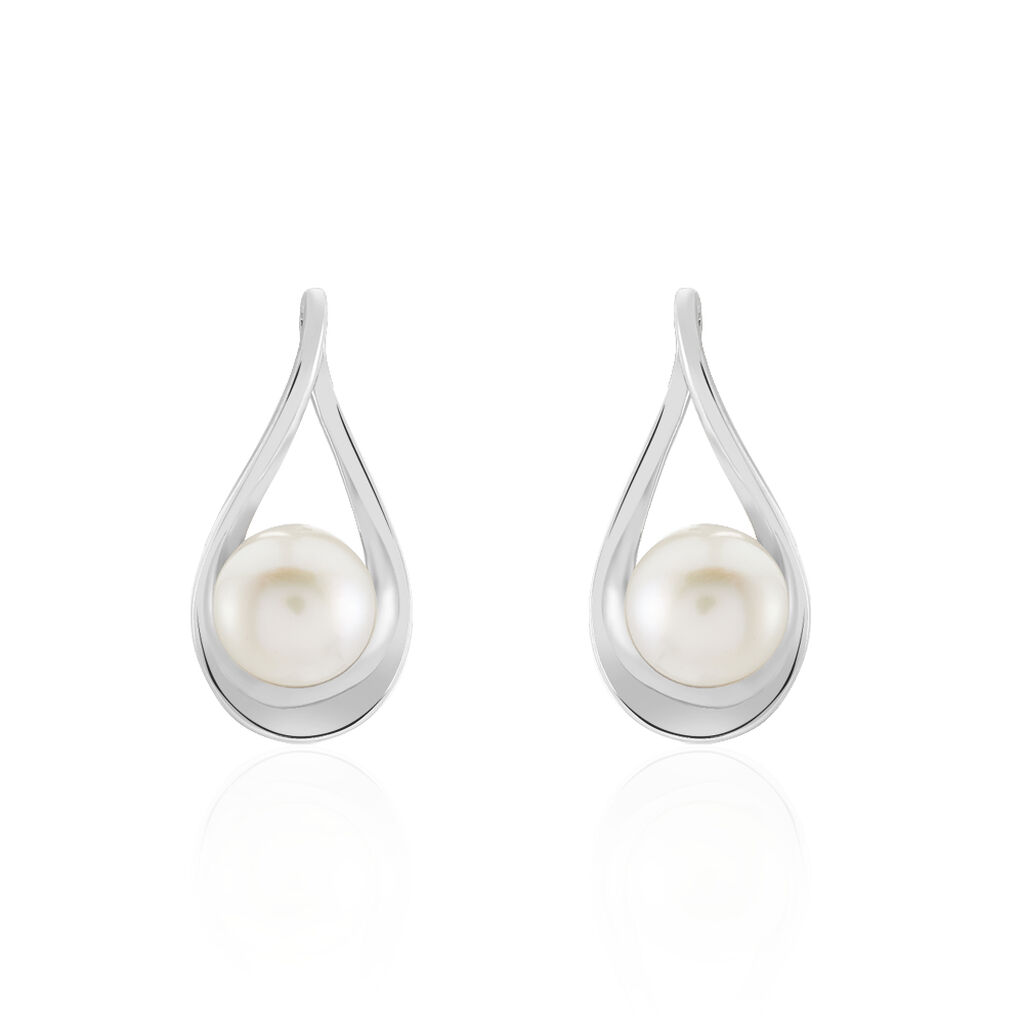 Boucles D'oreilles Pendantes Loren Argent Blanc Perle De Culture