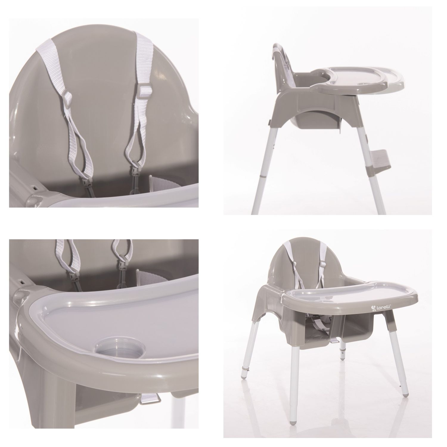 Lorelli Kinderhochstuhl Amaro Doppel-Esstisch, Bechervertiefung, Fußablage, Gurt blau