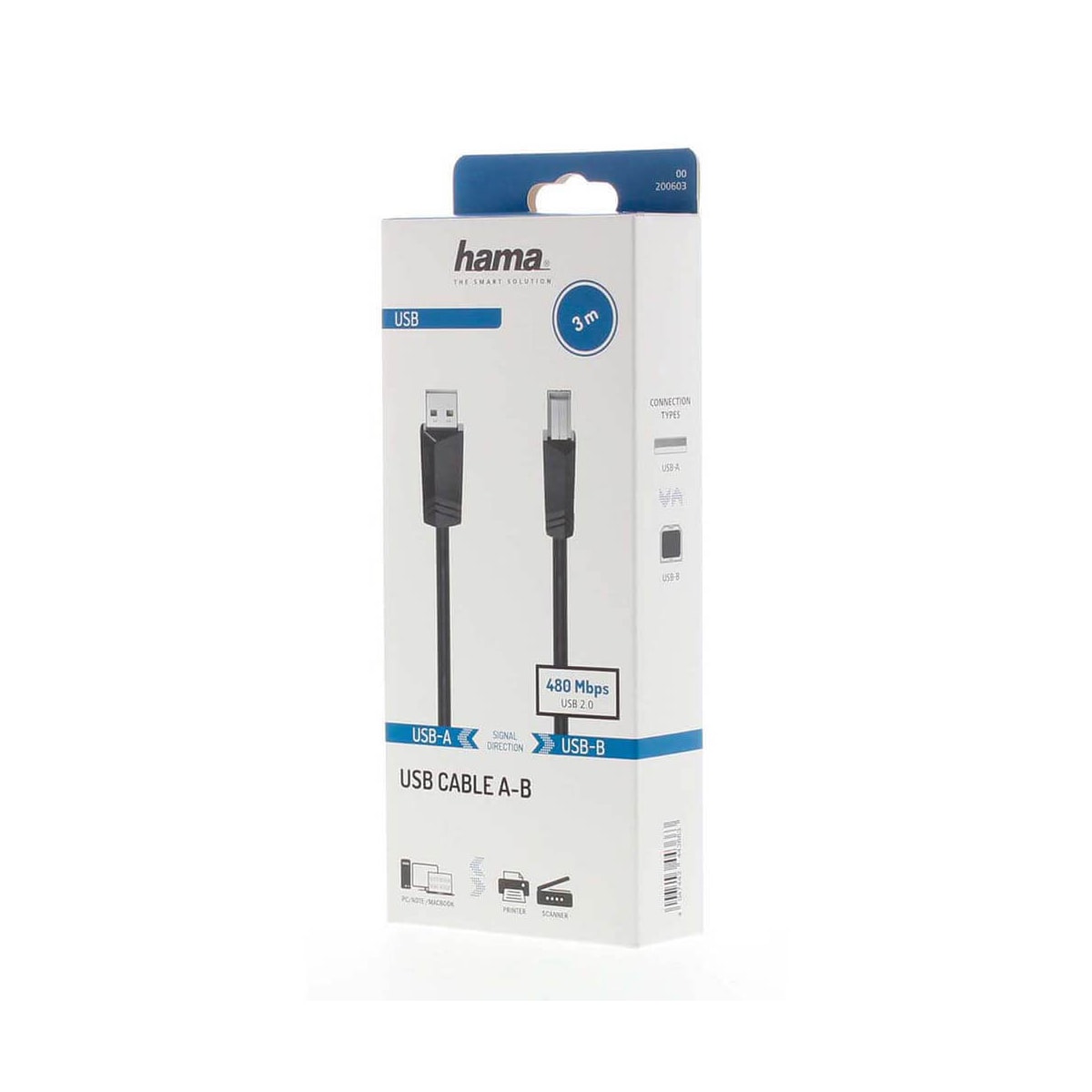 HAMA Kabel USB 2.0 480 Mbit/s 3.0 m Svart