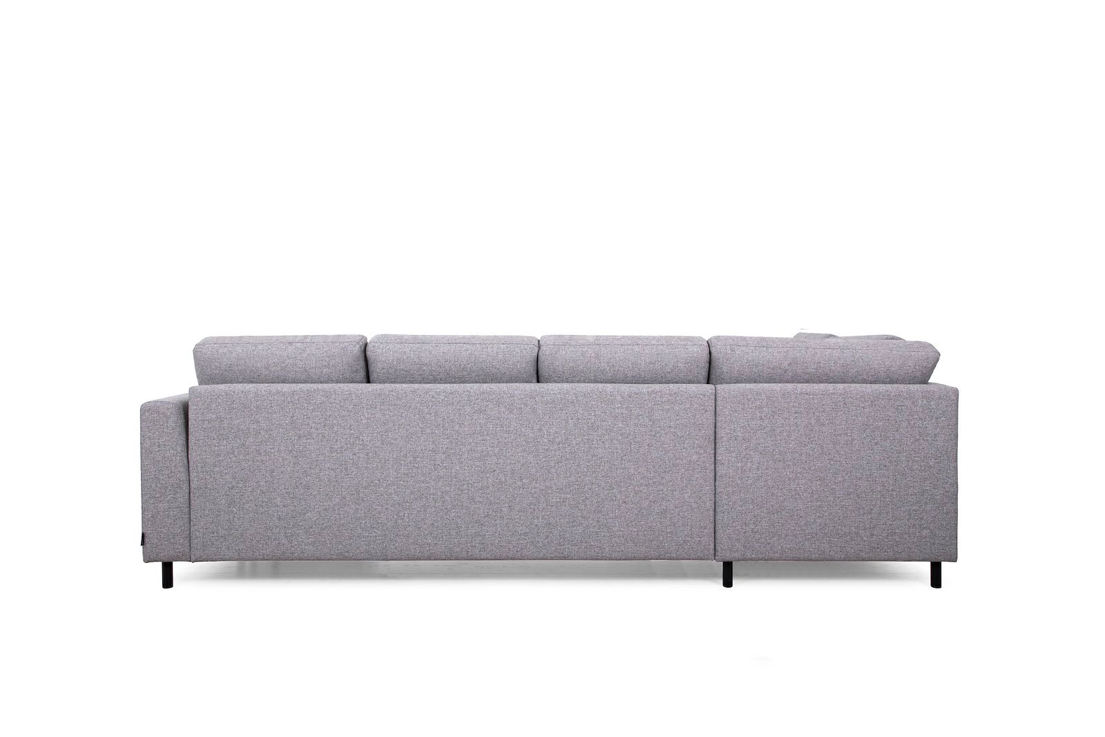 Oslo Plus U-sofa Åpen ende venstre med 2-seter og sjeselong høyre. Tekstil Hygge 91 Grey med sorte ben