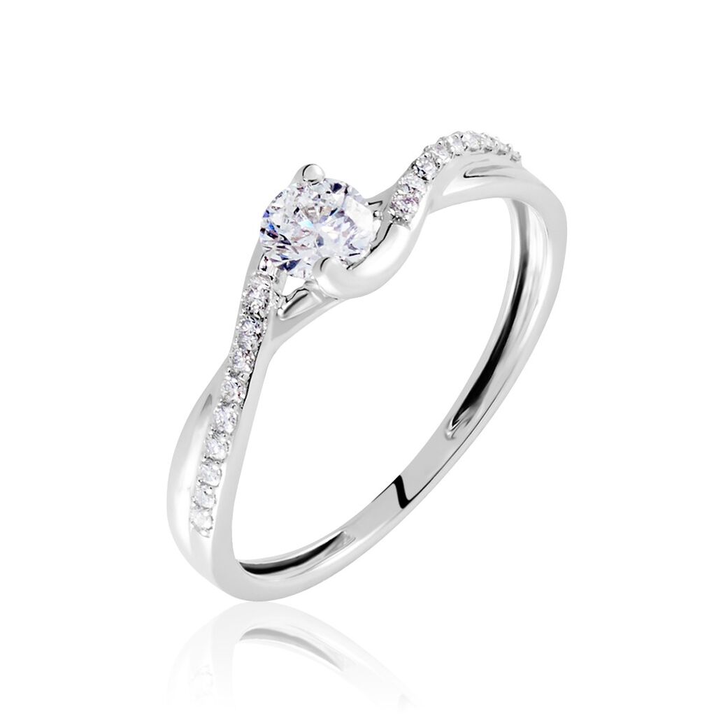 Solitaire Accompagné Laetitianne Or Blanc Diamant Synthétique