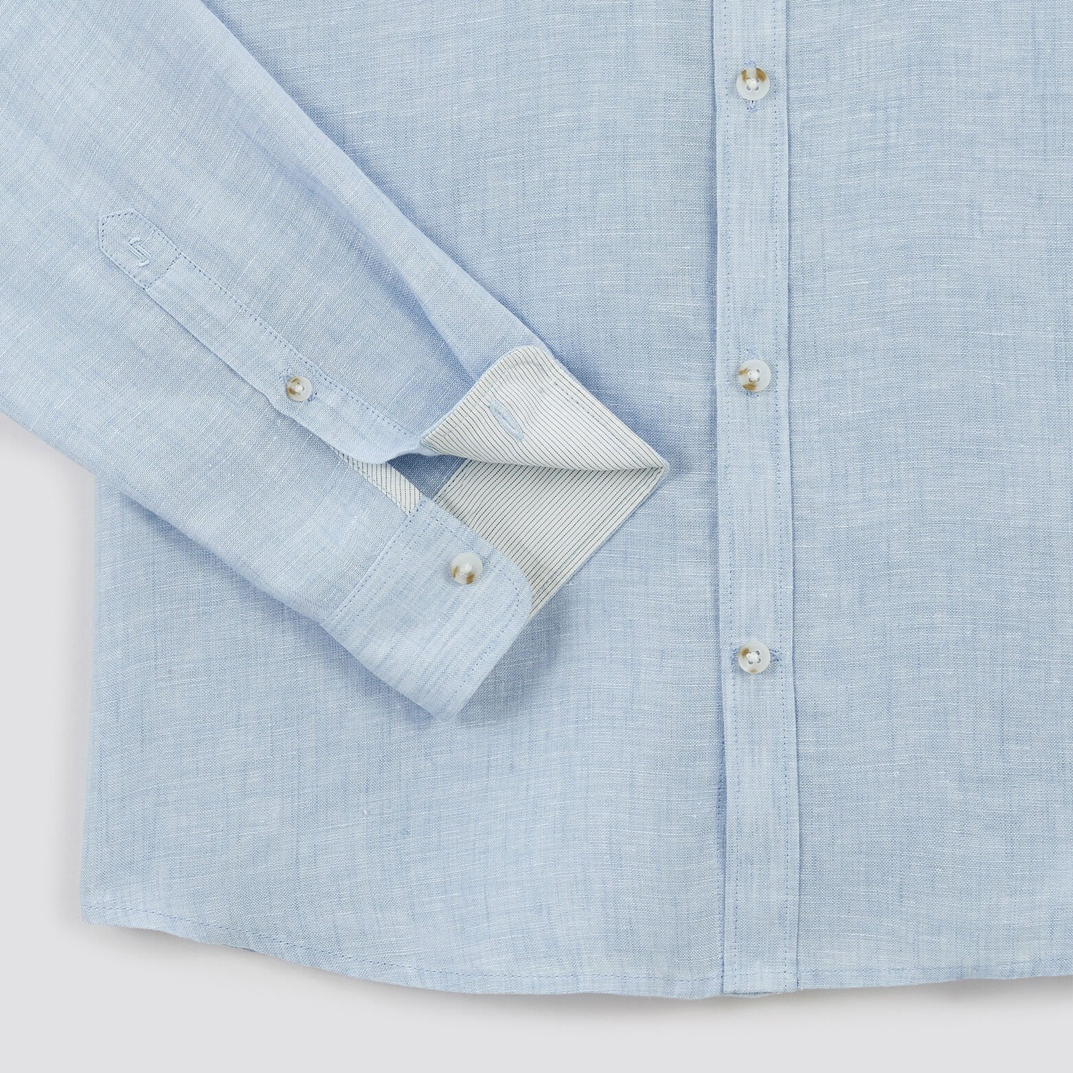 Chemise regular unie lin Bleu clair
