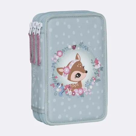 Beckmann 3-fächrige Federmappe mit Inhalt, Forest Deer Dusty Mint