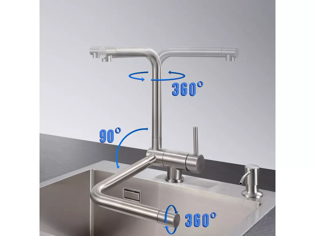 Evier Cuisine 1 Bac Noir Anthracite 40*45*19CM - Évier Inox Évier de Cuisine + Mitigeur de Cuisine Rabattable Brossé