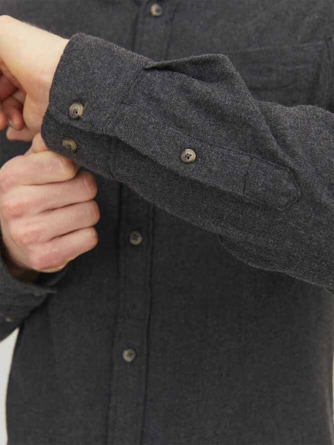 Jack & Jones JJECLASSIC MELANGE SHIRT LS SN Dark grey melange