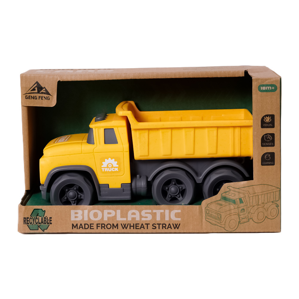 Speelgoedtopdeals BIOplastic Kiepwagen Geel (24 cm) – Duurzame Eco Zandbakvrachtwagen