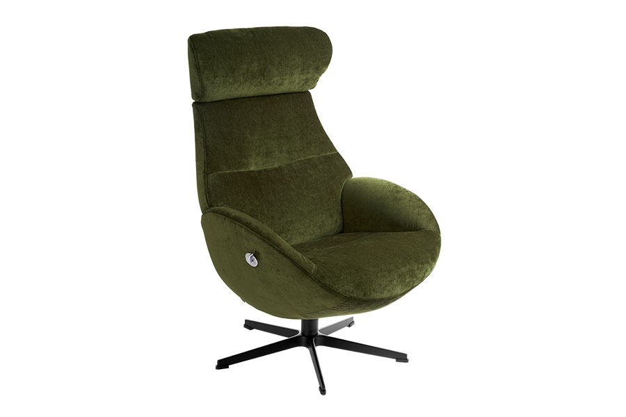 Globe lenestol Tekstil Eros 28 forrest og sort aluminium understell med svingretur.