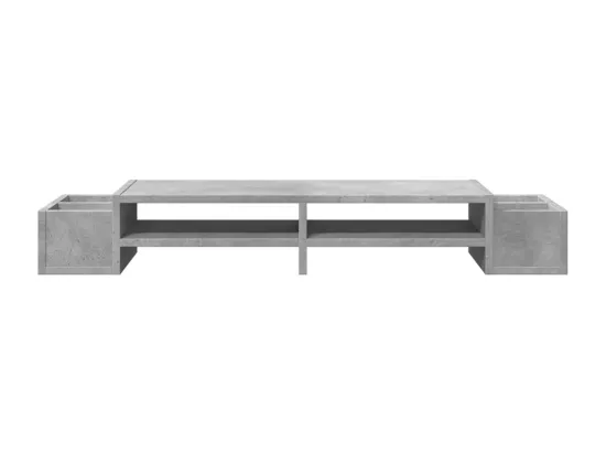 Support de moniteur avec rangement gris béton bois d'ingénierie