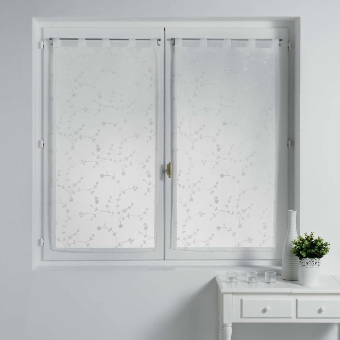 PAIRE DROITE PASSANTS 2X60X120CM VOILE SABLE PETITE FLEUR