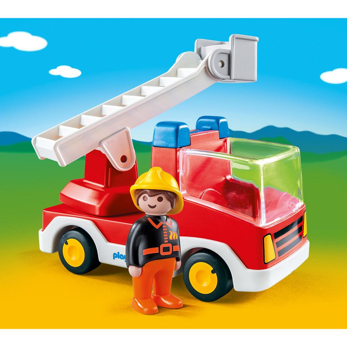 Camion de pompier avec échelle pivotante Playmobil 1.2.3 : 6967