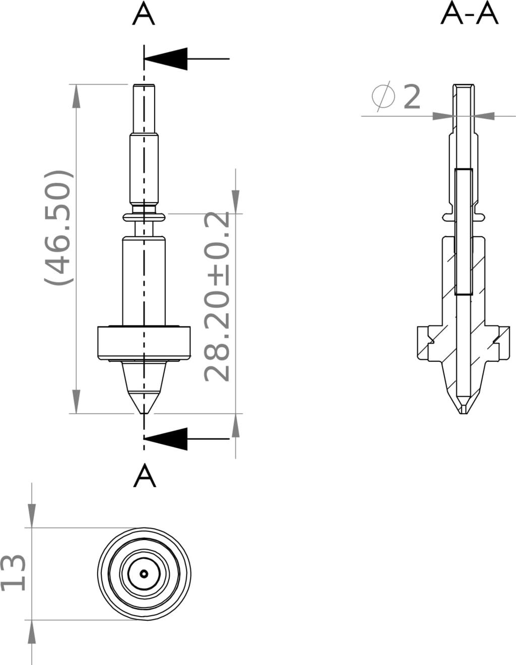 E3D  Revo Belt Düse Messing, 0,4 mm    Messing Düse speziell für 45° Belt Printing