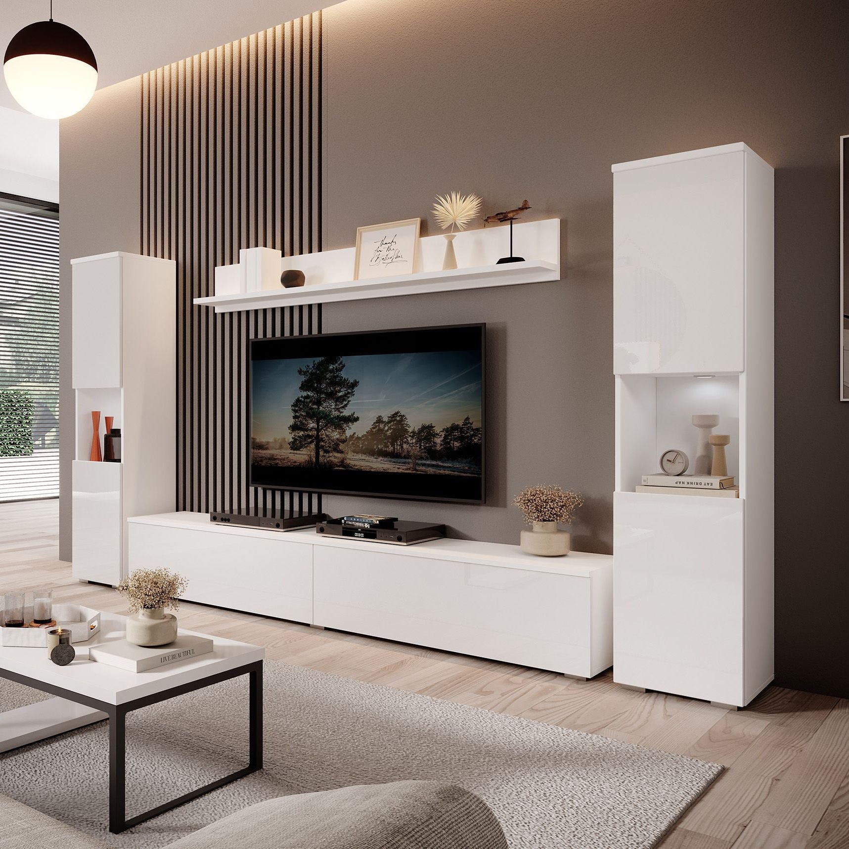 Pure XL - Wandmeubel - Wit - 180x33x130 cm