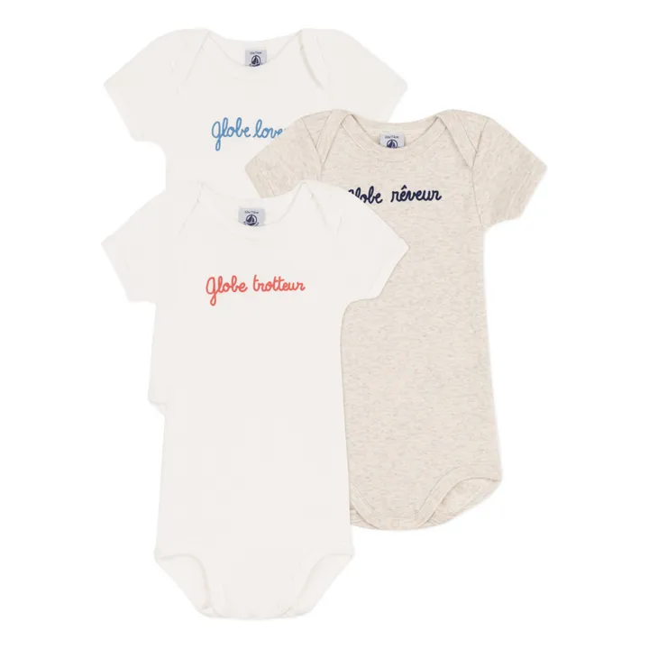 Petit Bateau Lot 3 Bodies Message | Ecru