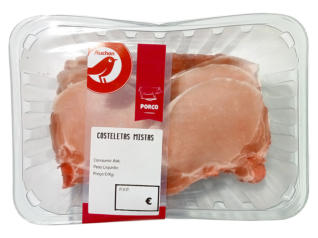 COSTELETAS MISTAS DE PORCO EMBALAGEM FAMILIAR AUCHAN KG