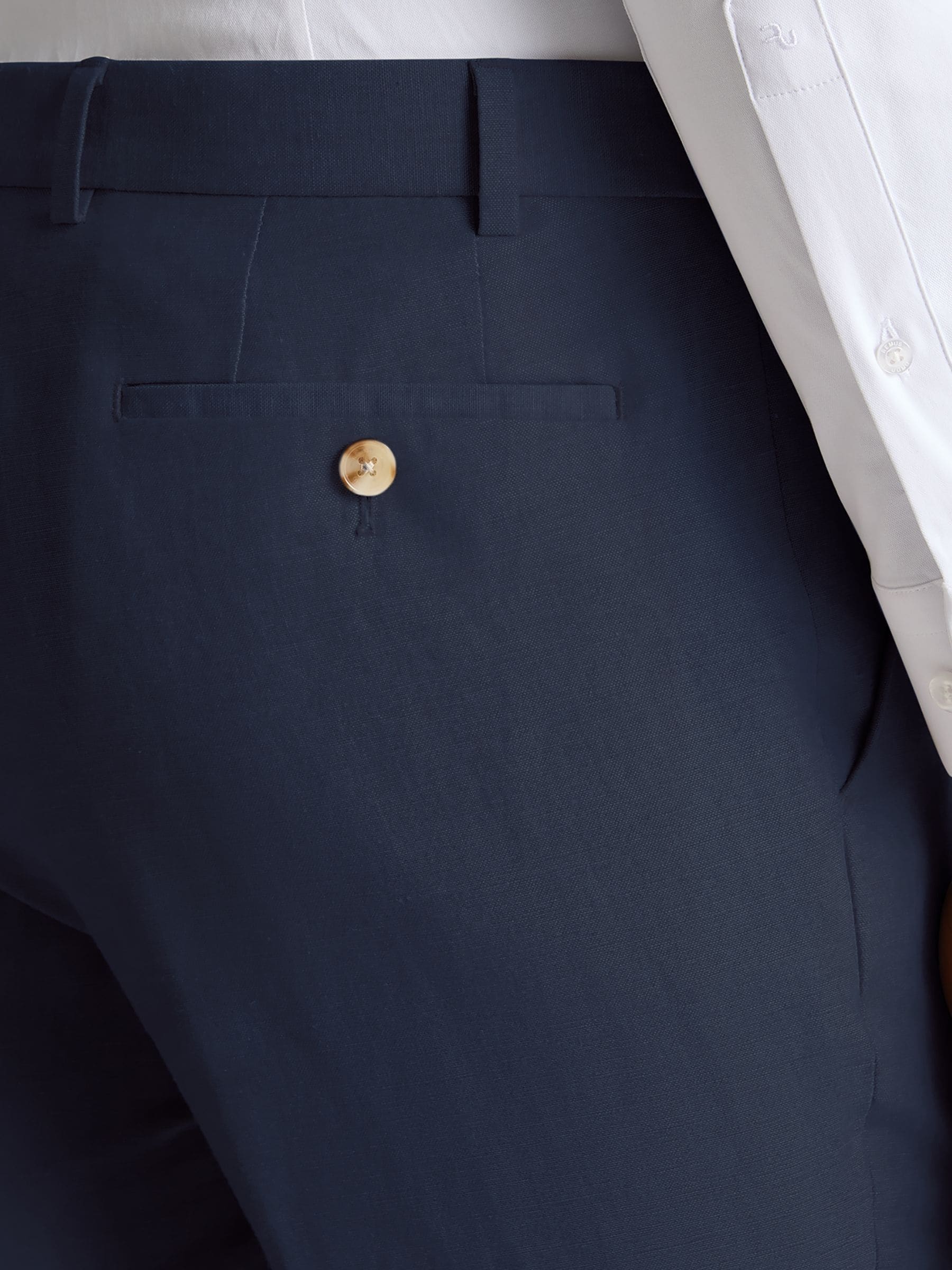Remus Uomo Slim Leg Linen-Blend Formal Trousers