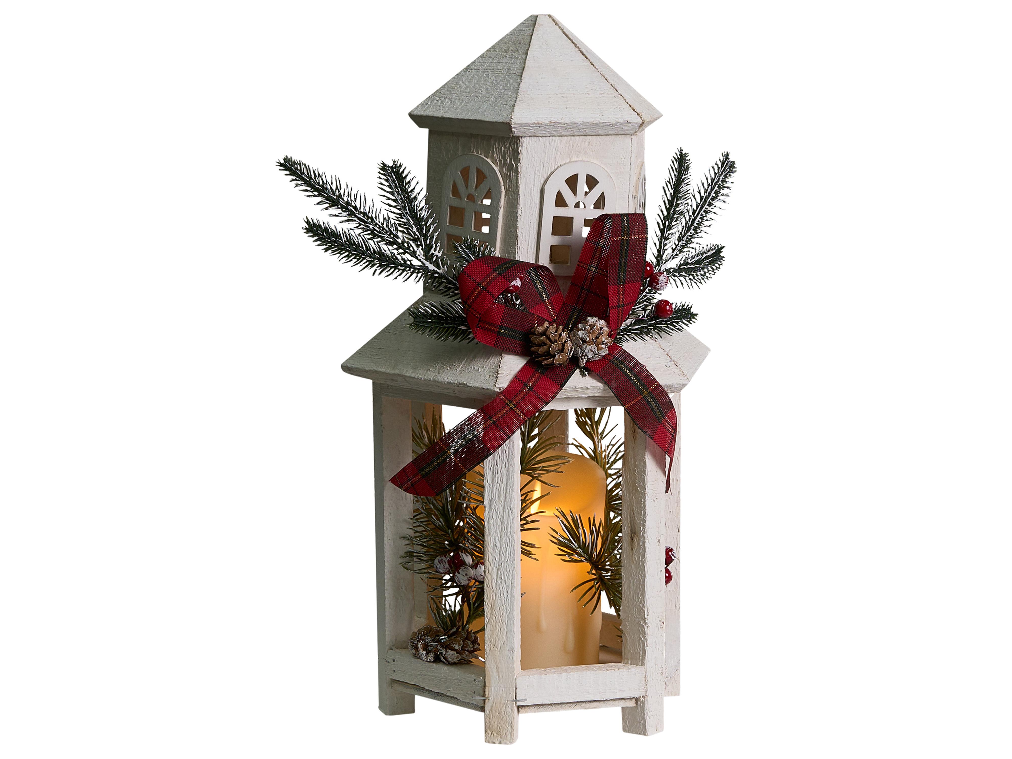 LED lantaarn SAVIVESI Kerstpatroon 38 cm Wit