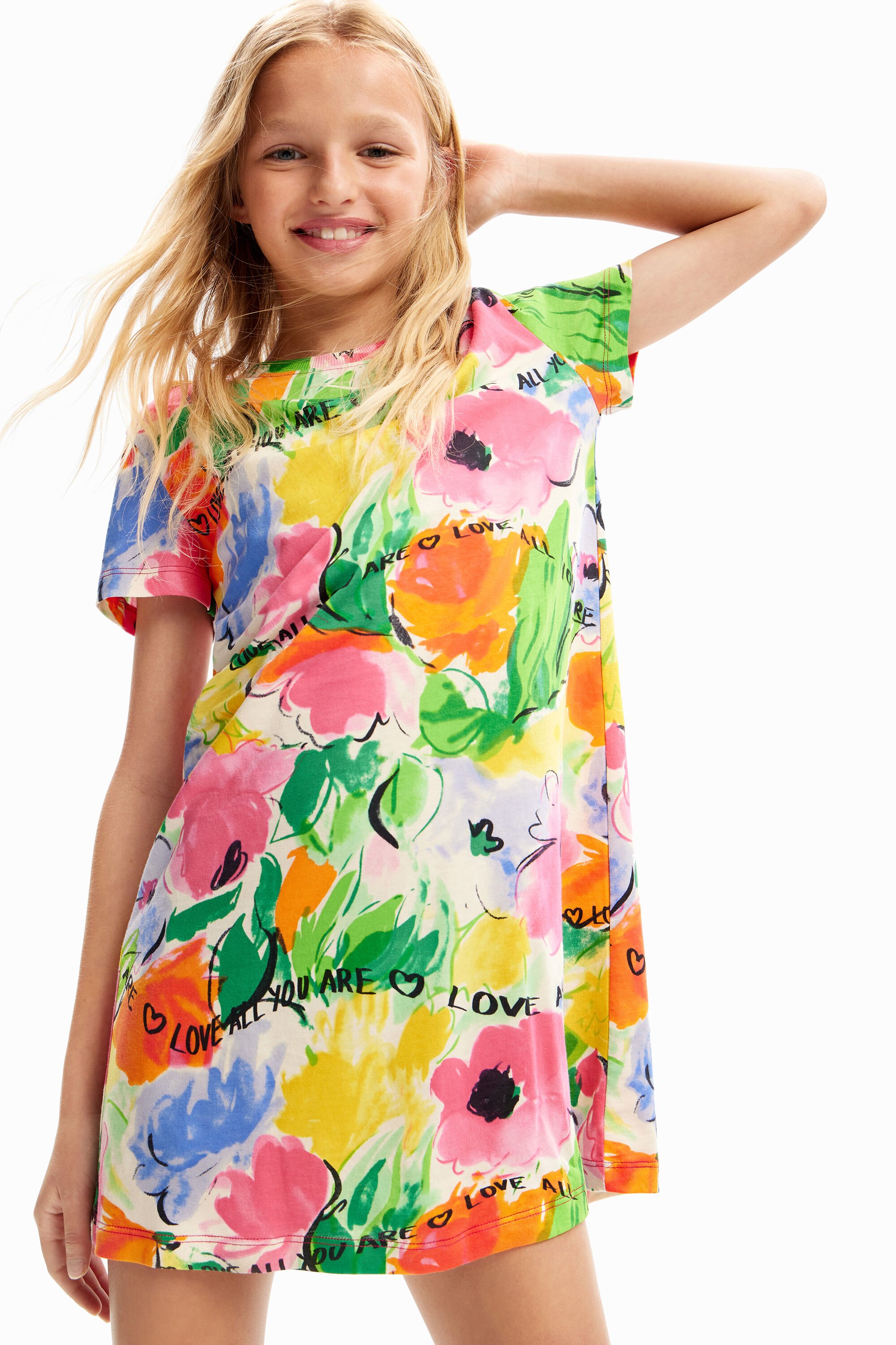 Robe t-shirt découpes fleurs