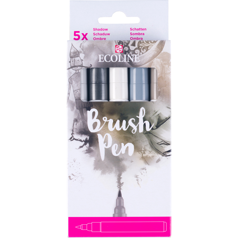 Ecoline Pinselstifte Brush Pen, Grey, 5 Stück, assortiert