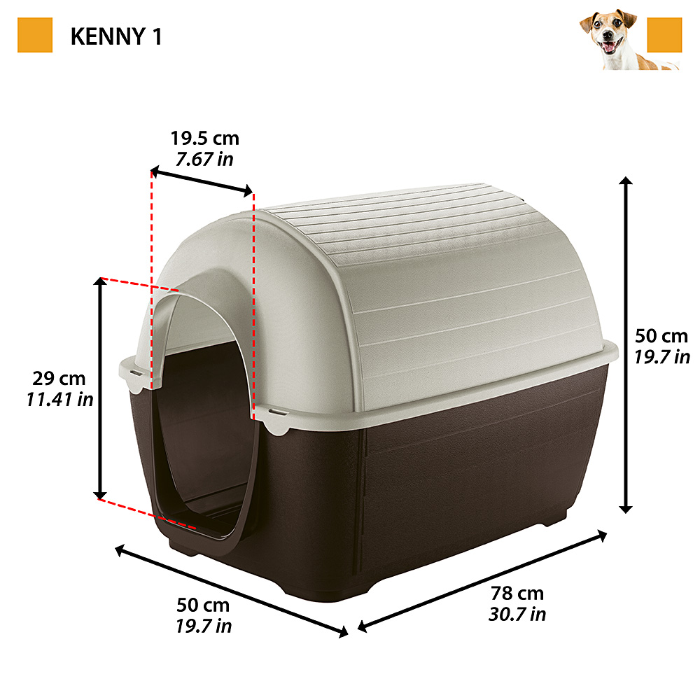 Ferplast niche d'extérieur pour chiens kenny 01, habitat pour chiens en résine thermo-plastique, résistant aux chocs et rayons uv,