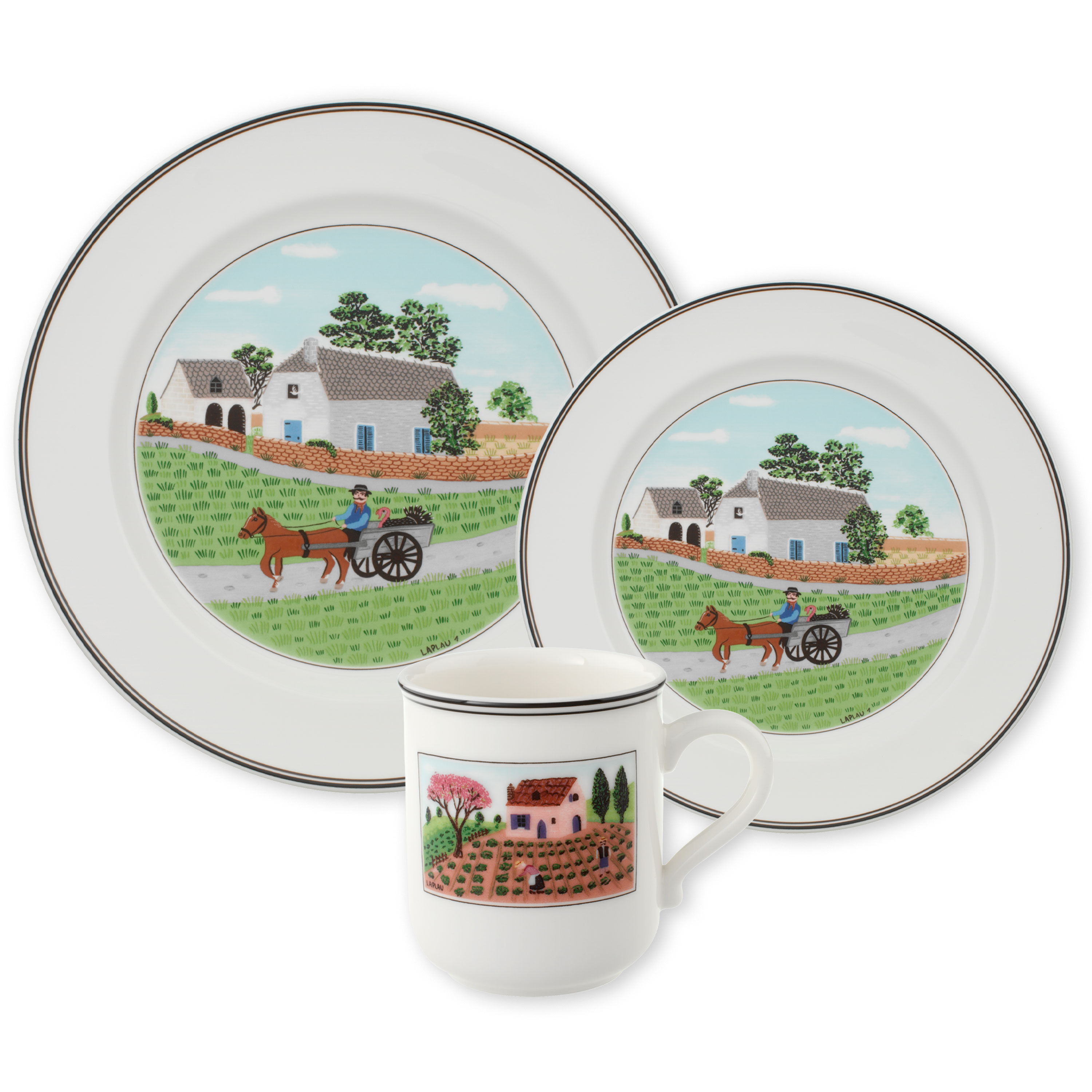 Design Naif Breakfast set Multi-colored, Premium Porcelain