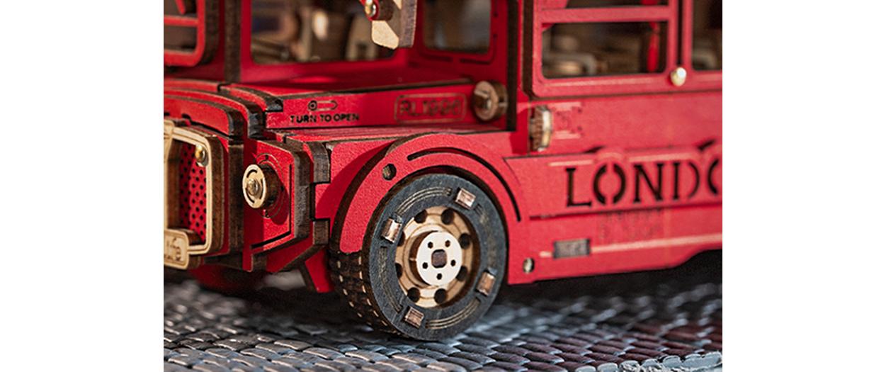 Bausatz London Tour Bus 255-teilig3D-Puzzle aus lasergeschnittenen Holzteilen