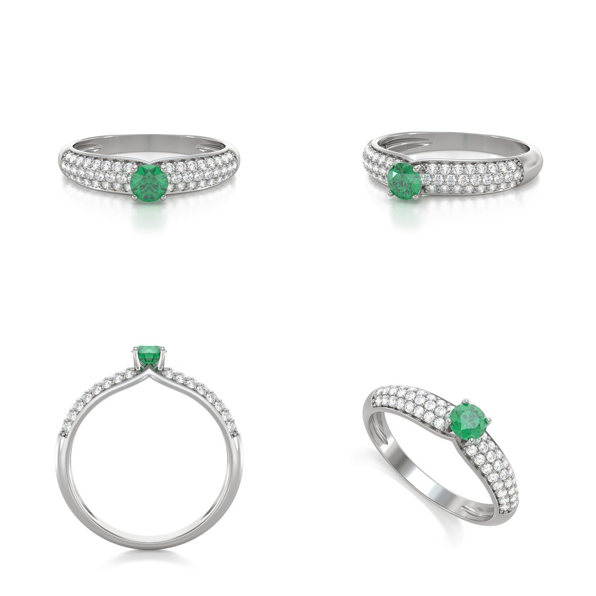 Bague Emeraude et diamants sur Argent 925 1.978grs