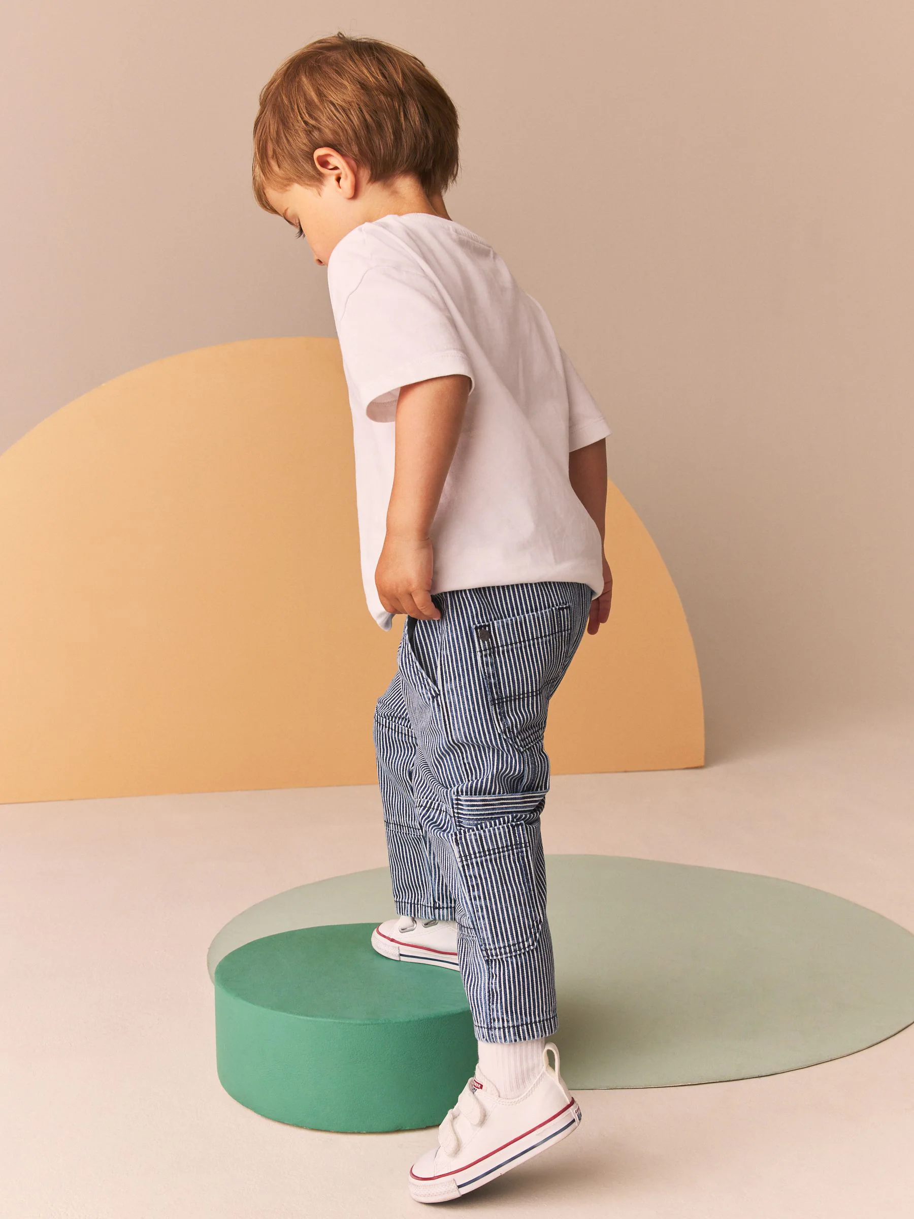 Blauw/wit gestreept - 100% katoenen Carpenter-jeans (3mnd-7jr)