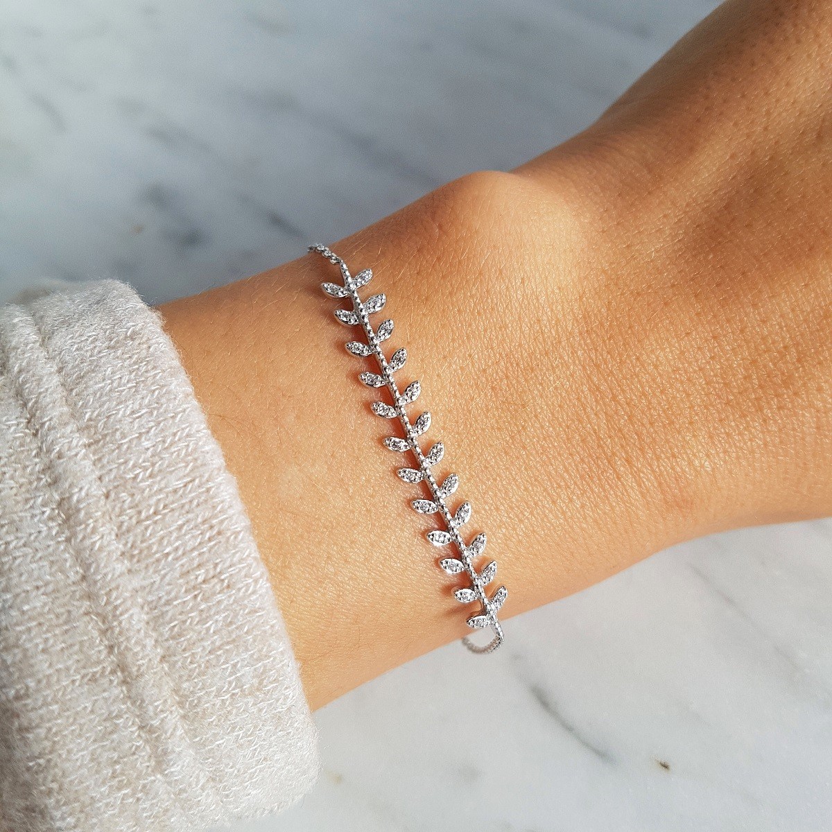 Bracelet Fin Argent Mode Tendance Epis de Blé Zirconium