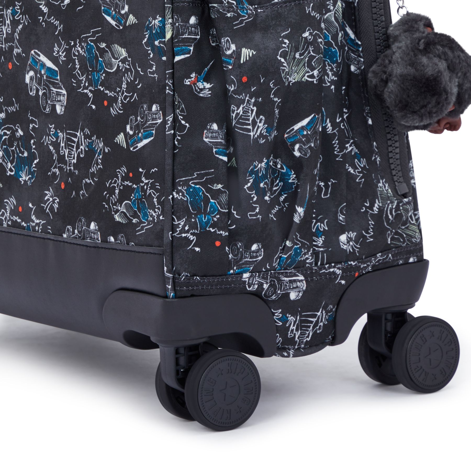 NEW STORIA Sac d'école à 4 roues pour enfants avec compartiment pour ordinateur - Jungle Fun Race