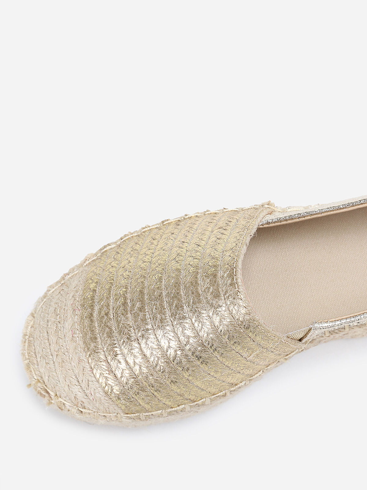 Espadrilles plateformes dorées en cordage Doré- Doré