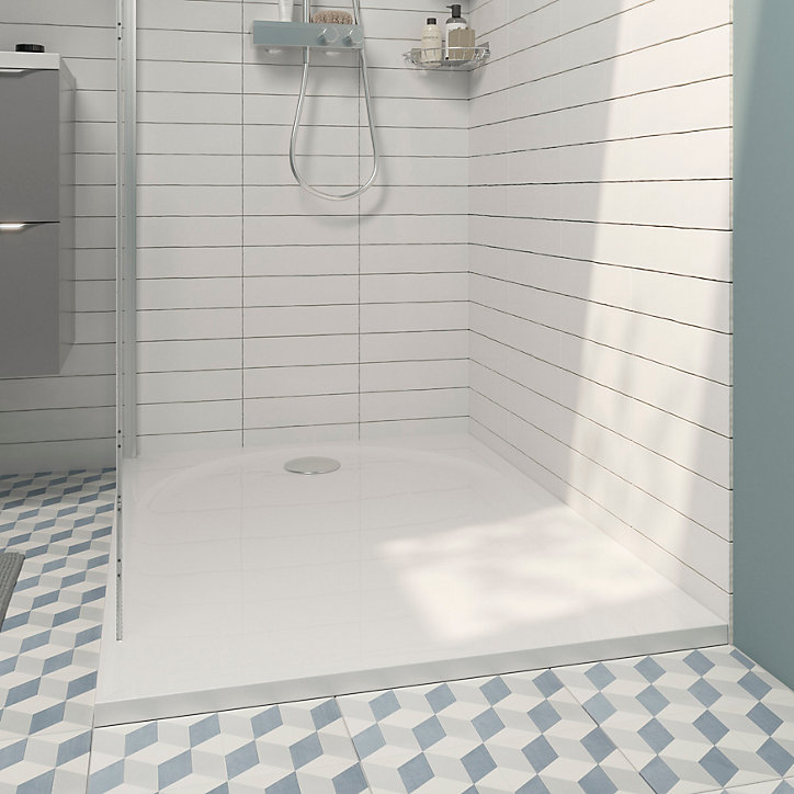 Receveur de douche 90 x 120 cm, résine, blanc, GoodHome Cavally