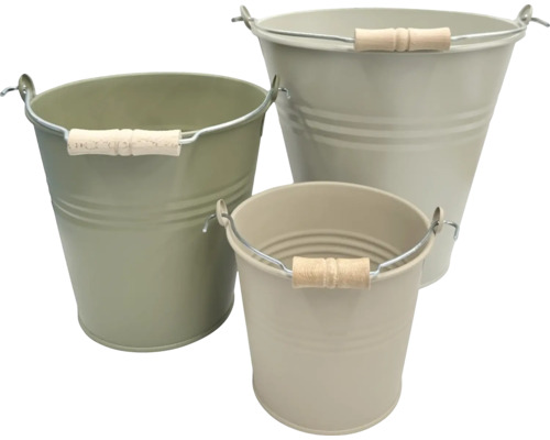 Metalen bloempot 17 x 17 x 14 cm beige