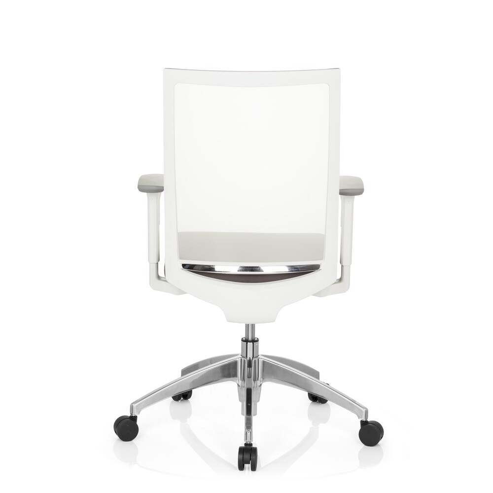 Profi Bürostuhl ASPEN WHITE Stoff/Netzstoff mit Armlehnen (höhenverstellbar) hjh OFFICE