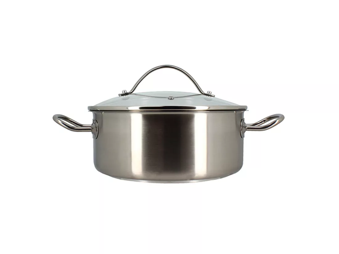 Menastyl - Marmite Professionnel 24cm En Acier Inoxydable Avec Couvercle En Verre