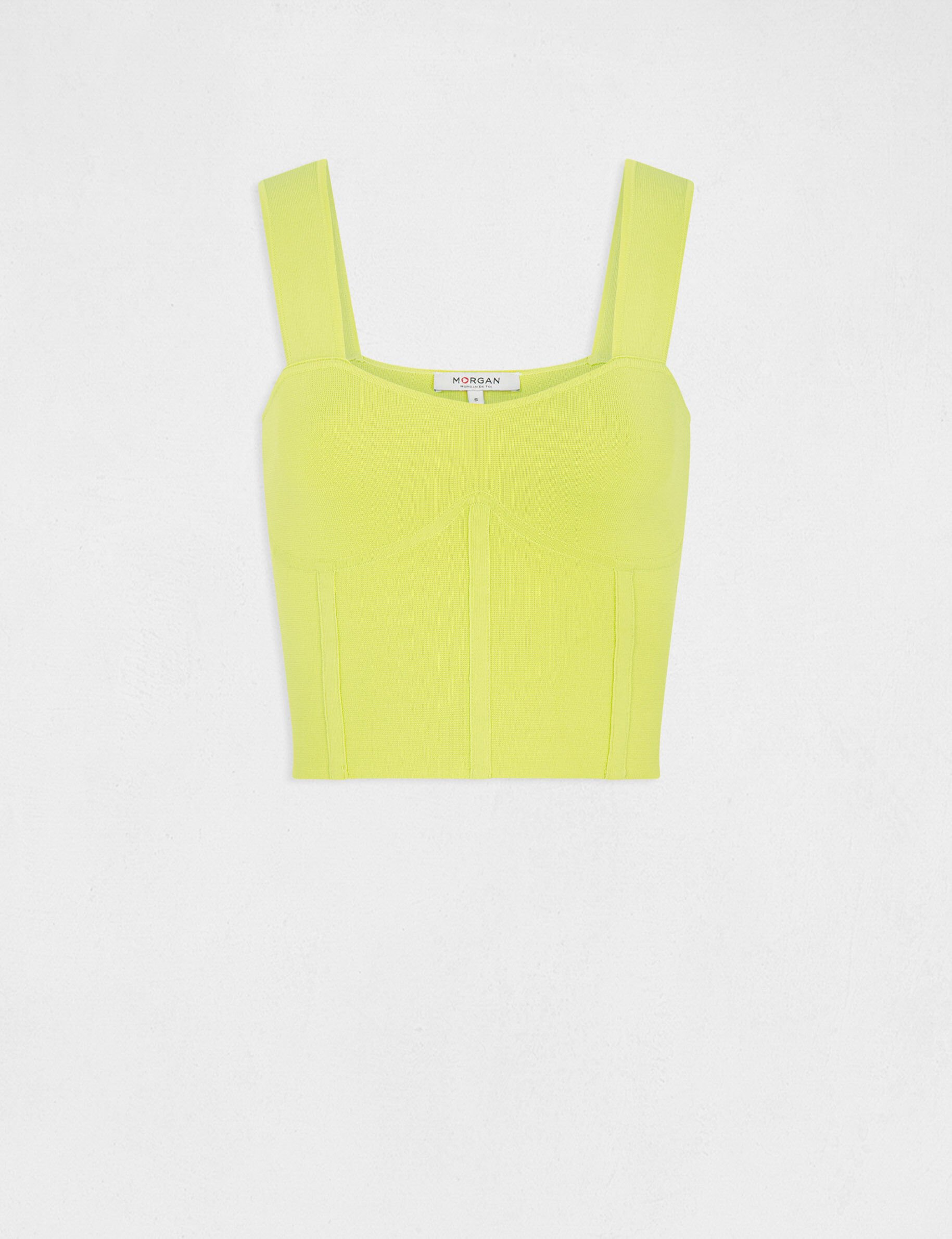 Pull débardeur bretelles larges anis femme - anis