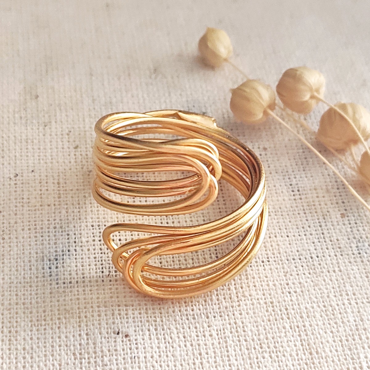 Bague ajustable - Laiton plaqué or