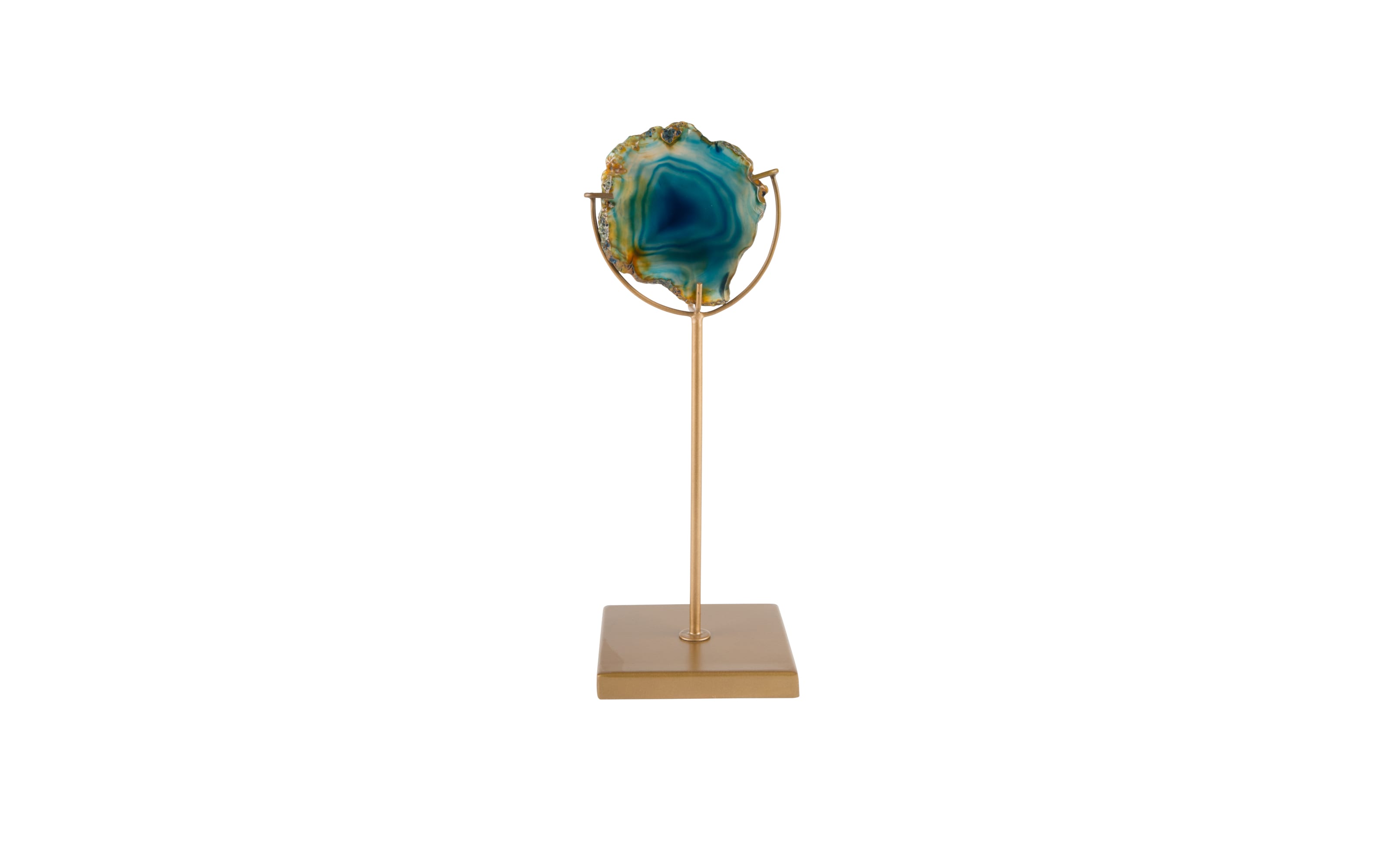 Kerzenhalter Gem aus Eisen mit Achat-Stein in blau