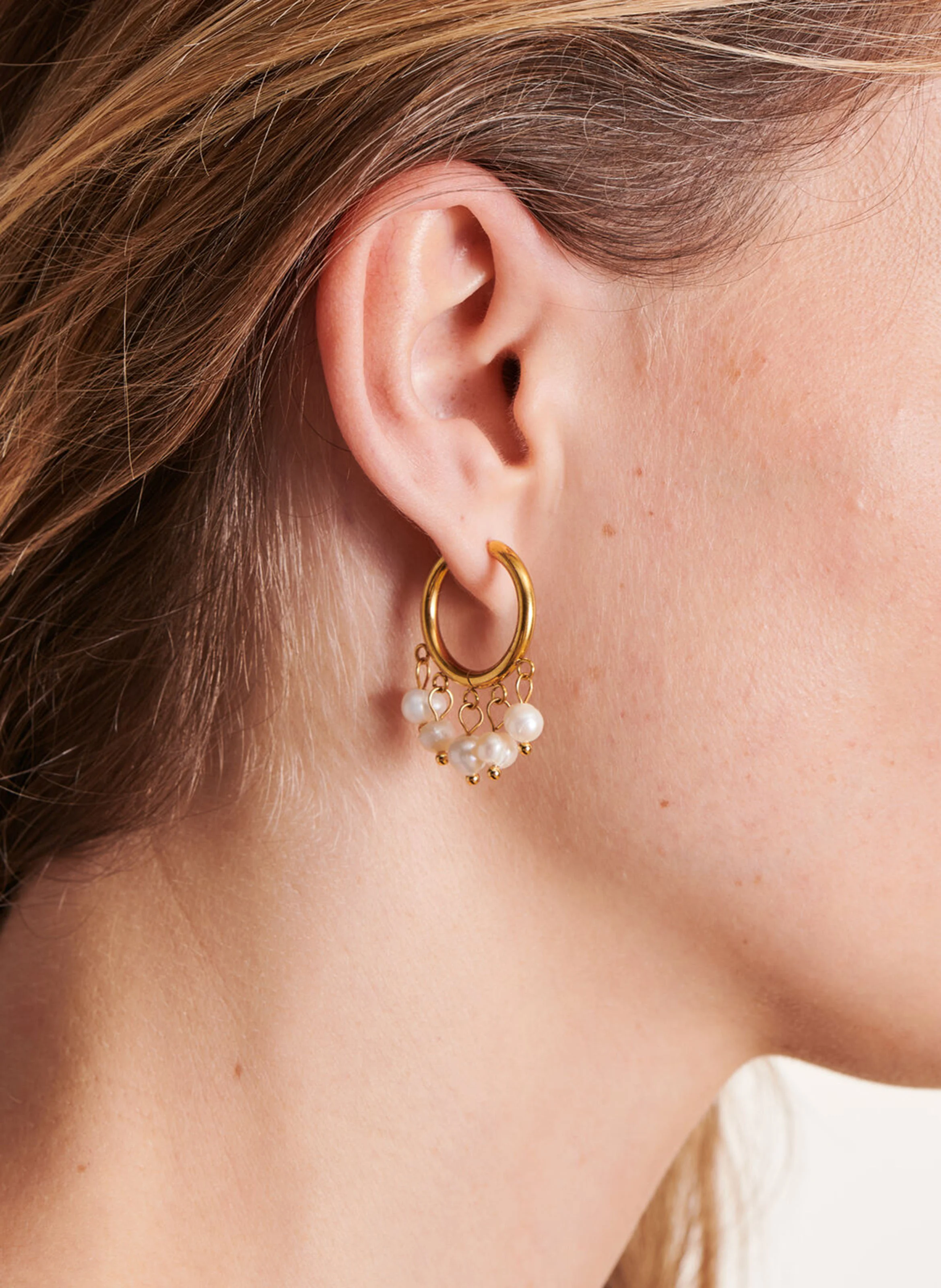 Boucles d'oreilles percées multi perles | Jaune